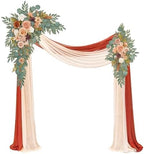 Artificial Arch Flowers Kit(Pack of 4),2Pcs Artificial Flower Arch Decor, 2Pcs Drapes, Ceremony and Reception
