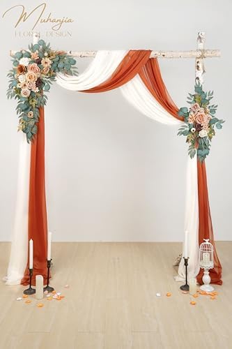 Artificial Arch Flowers Kit(Pack of 4),2Pcs Artificial Flower Arch Decor, 2Pcs Drapes, Ceremony and Reception, alternate view