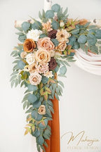 Artificial Arch Flowers Kit(Pack of 4),2Pcs Artificial Flower Arch Decor, 2Pcs Drapes, Ceremony and Reception, alternate view