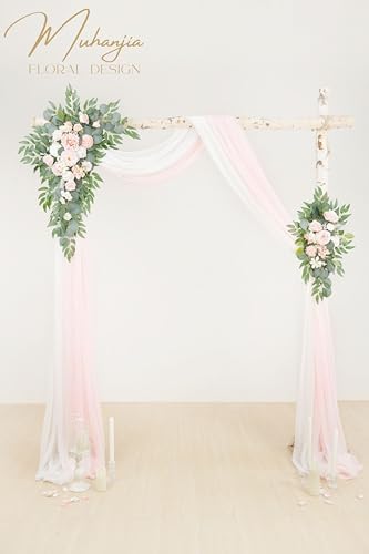 Artificial Arch Flowers Kit(Pack of 4),2Pcs Artificial Flower Arch Decor, 2Pcs Drapes, Ceremony and Reception, alternate view