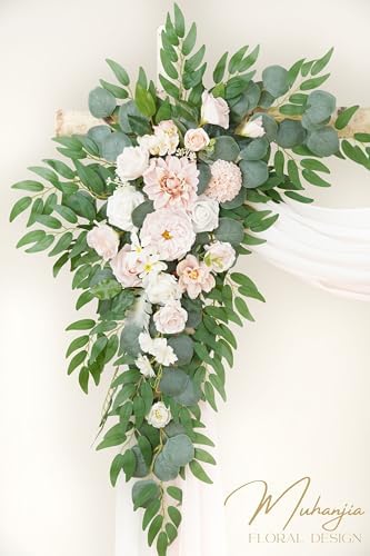 Artificial Arch Flowers Kit(Pack of 4),2Pcs Artificial Flower Arch Decor, 2Pcs Drapes, Ceremony and Reception, alternate view