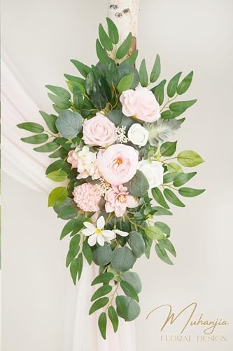 Artificial Arch Flowers Kit(Pack of 4),2Pcs Artificial Flower Arch Decor, 2Pcs Drapes, Ceremony and Reception, alternate view