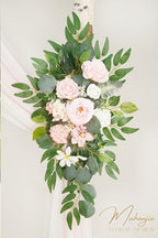 Artificial Arch Flowers Kit(Pack of 4),2Pcs Artificial Flower Arch Decor, 2Pcs Drapes, Ceremony and Reception, alternate view