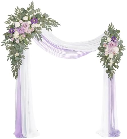 Artificial Arch Flowers Kit(Pack of 4),2Pcs Artificial Flower Arch Decor, 2Pcs Drapes, Ceremony and Reception