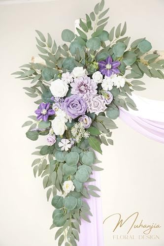Artificial Arch Flowers Kit(Pack of 4),2Pcs Artificial Flower Arch Decor, 2Pcs Drapes, Ceremony and Reception, alternate view