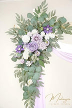 Artificial Arch Flowers Kit(Pack of 4),2Pcs Artificial Flower Arch Decor, 2Pcs Drapes, Ceremony and Reception, alternate view