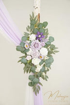 Artificial Arch Flowers Kit(Pack of 4),2Pcs Artificial Flower Arch Decor, 2Pcs Drapes, Ceremony and Reception, alternate view
