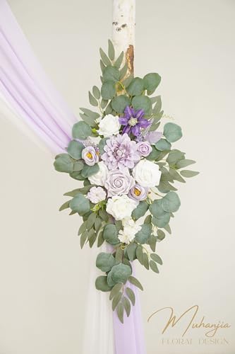 Artificial Arch Flowers Kit(Pack of 4),2Pcs Artificial Flower Arch Decor, 2Pcs Drapes, Ceremony and Reception, alternate view