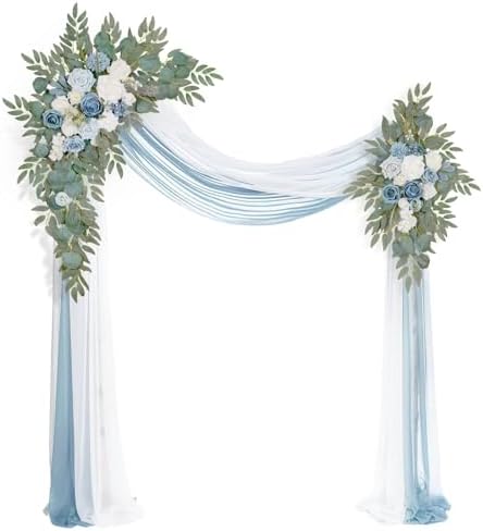 Artificial Arch Flowers Kit(Pack of 4),2Pcs Artificial Flower Arch Decor, 2Pcs Drapes, Ceremony and Reception