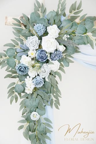 Artificial Arch Flowers Kit(Pack of 4),2Pcs Artificial Flower Arch Decor, 2Pcs Drapes, Ceremony and Reception, alternate view