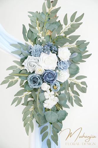 Artificial Arch Flowers Kit(Pack of 4),2Pcs Artificial Flower Arch Decor, 2Pcs Drapes, Ceremony and Reception, alternate view