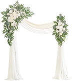 Artificial Arch Flowers Kit(Pack of 4),2Pcs Artificial Flower Arch Decor, 2Pcs Drapes, Ceremony and Reception