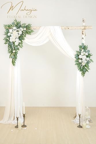 Artificial Arch Flowers Kit(Pack of 4),2Pcs Artificial Flower Arch Decor, 2Pcs Drapes, Ceremony and Reception, alternate view