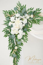 Artificial Arch Flowers Kit(Pack of 4),2Pcs Artificial Flower Arch Decor, 2Pcs Drapes, Ceremony and Reception, alternate view