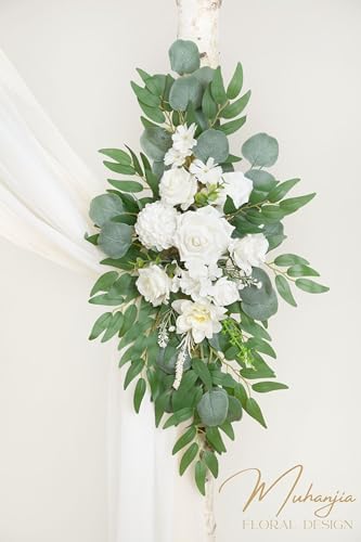 Artificial Arch Flowers Kit(Pack of 4),2Pcs Artificial Flower Arch Decor, 2Pcs Drapes, Ceremony and Reception, alternate view