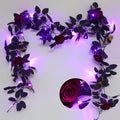 Artificial Black Garland with Purple Light, Red Roses Garland
