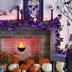 Artificial Black Garland with Purple Light, Red Roses Garland, alternate view 4