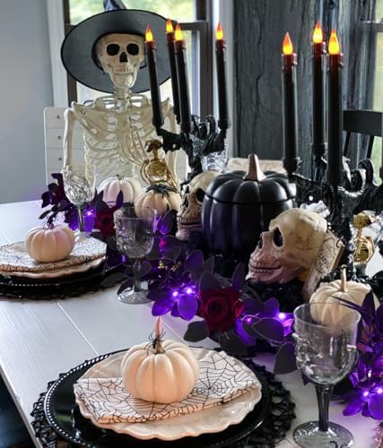 Artificial Black Garland with Purple Light, Red Roses Garland, alternate view 6