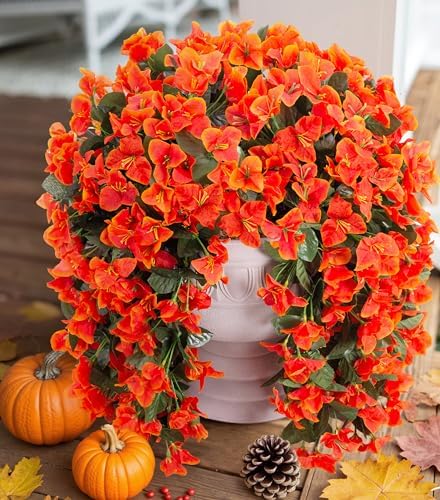Artificial Bougainvillea Faux Flowers Plants for Outdoors Outside Fall Autumn Decor, 2 PCS Silk Trailing Vines