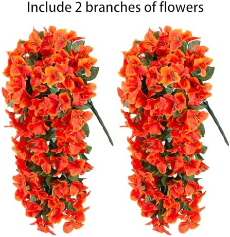 Artificial Bougainvillea Faux Flowers Plants for Outdoors Outside Fall Autumn Decor, 2 PCS Silk Trailing Vines, alternate