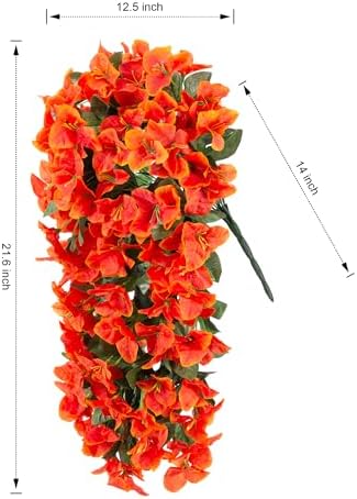 Artificial Bougainvillea Faux Flowers Plants for Outdoors Outside Fall Autumn Decor, 2 PCS Silk Trailing Vines, alternate