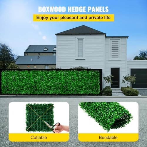 Artificial Boxwood Panel 6pcs, 20 x 20 in 1.6 in Sun Protected Boxwood Hedge Wall Panels, Artificial Grass, alternate view 4
