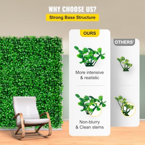 Artificial Boxwood Panel 6pcs, 20 x 20 in 1.6 in Sun Protected Boxwood Hedge Wall Panels, Artificial Grass, alternate view 6