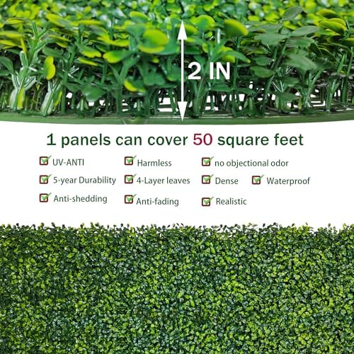 Artificial Boxwood Panel Roll 5FT X 10FT (50 sqft) Greenery Backdrop, alternate view 3