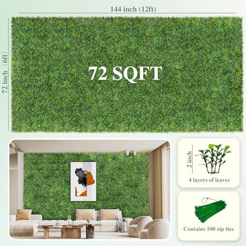 Artificial Boxwood Panel Roll 6FT X 12FT (72 sqft) Greenery Backdrop, alternate view 2
