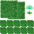 Artificial Boxwood Panels 24pcs, 10 x 10 in Boxwood Hedge Wall Panel Artificial Grass Backdrop, 1.6 in Green