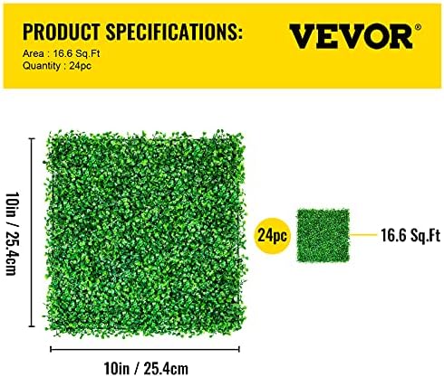 Artificial Boxwood Panels 24pcs, 10 x 10 in Boxwood Hedge Wall Panel Artificial Grass Backdrop, 1.6 in Green, alternate view