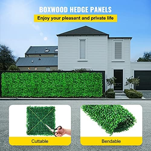 Artificial Boxwood Panels 24pcs, 10 x 10 in Boxwood Hedge Wall Panel Artificial Grass Backdrop, 1.6 in Green, alternate view
