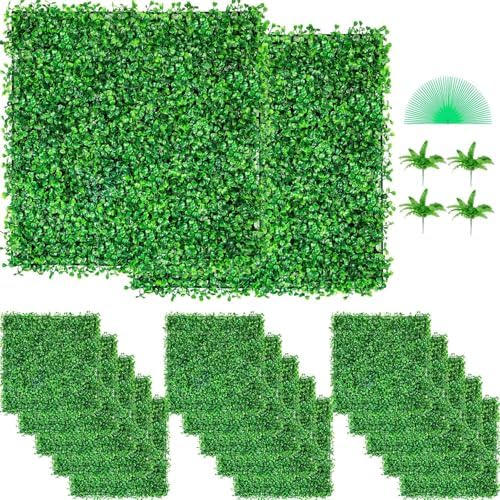 Artificial Boxwood Panels 48pcs, 10 x 10 in Boxwood Hedge Wall Panel Artificial Grass Backdrop, 1.6 in Green