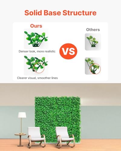 Artificial Boxwood Panels 48pcs, 10 x 10 in Boxwood Hedge Wall Panel Artificial Grass Backdrop, 1.6 in Green, alternate view