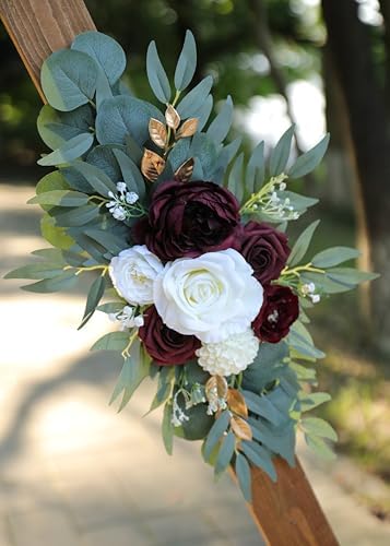 Artificial Burgundy Wedding Arch Flower Floral Swags Set of 2, alternate view 6