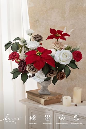 Artificial Burgundy Wedding Flowers Combo, Christmas, Grand in Red-classic Christmas, alternate view 2