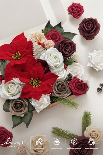 Artificial Burgundy Wedding Flowers Combo, Christmas, Grand in Red-classic Christmas, alternate view 4