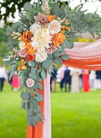 Artificial Burnt Orange Wedding Arch Flowers in Burnt Orange & Dusty Rose & Champagne, alternate view 2