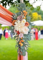 Artificial Burnt Orange Wedding Arch Flowers in Burnt Orange & Dusty Rose & Champagne, alternate view 3