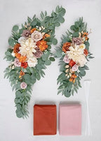 Artificial Burnt Orange Wedding Arch Flowers in Burnt Orange & Dusty Rose & Champagne, alternate view 5