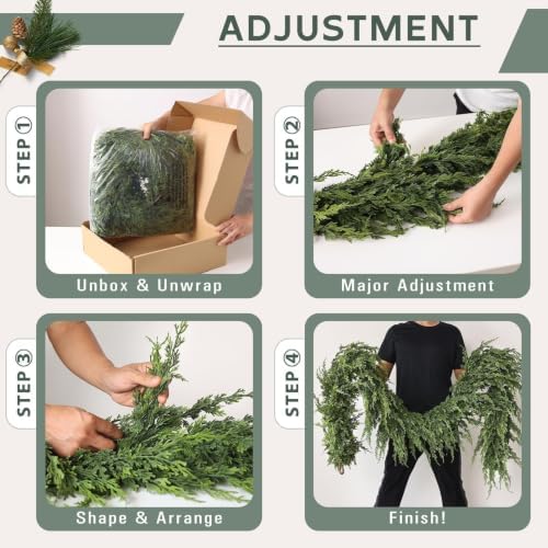Artificial Cedar Garland for Fireplace Christmas Decoration (1 PCS,6 FT), alternate view 6