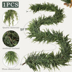 Artificial Cedar Garland for Fireplace Christmas Decoration (1 PCS,9 FT), alternate view 5
