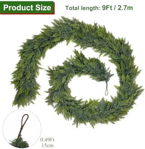 Artificial Christmas Cedar Garland 6 Ft, Real Touch Realistic, alternate view 2
