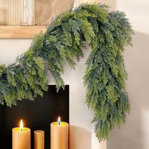 Artificial Christmas Cedar Garland 6 Ft, Real Touch Realistic, alternate view 3