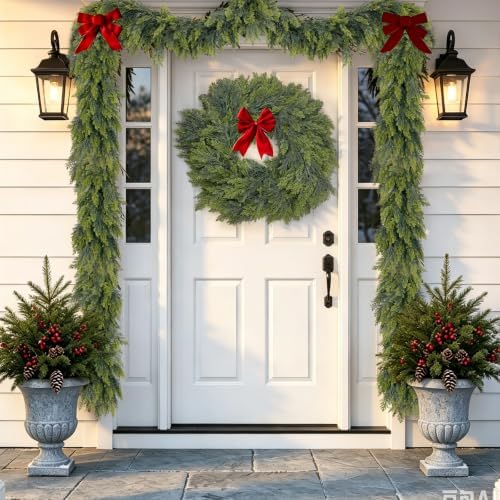 Artificial Christmas Cedar Garland 6 Ft, Real Touch Realistic, alternate view 4