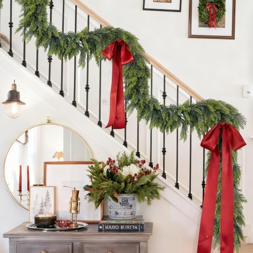 Artificial Christmas Cedar Garland 6 Ft, Real Touch Realistic, alternate view 5