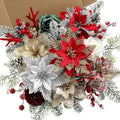 Artificial Christmas Flowers Greenery Combo Box Set for DIY Xmas Decor in Christmas Flowers Greenery