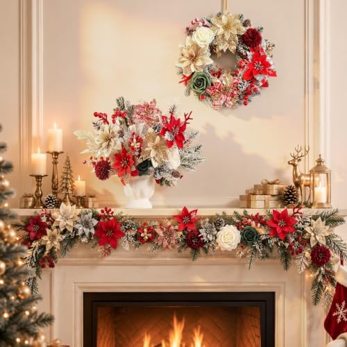 Artificial Christmas Flowers Greenery Combo Box Set for DIY Xmas Decor in Christmas Flowers Greenery, alternate view 6