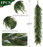 Artificial Christmas Garland, Faux Norfolk Pine for Mantle Decor (6FT 1PCS), alternate view 6