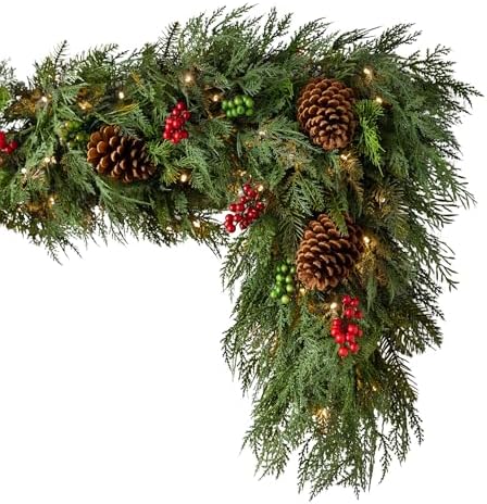 Artificial Christmas Garland for the Home | Traditional Holiday Decorations | Equipped with LED Clear Lights |